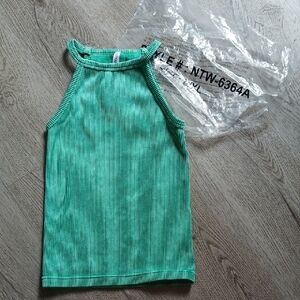 NWT Zenana Outfitters Teal Ribbed High Top Tank Top